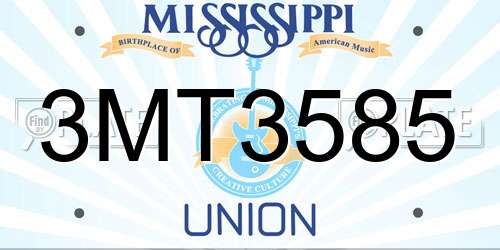 3MT3585 Mississippi License Plate