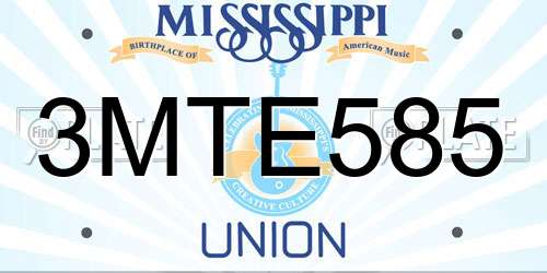 3MTE585 Mississippi License Plate
