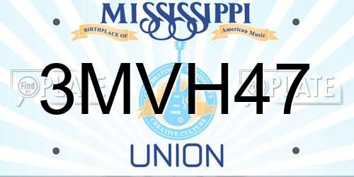 3MVH47 Mississippi License Plate
