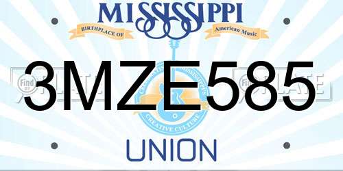 3MZE585 Mississippi License Plate
