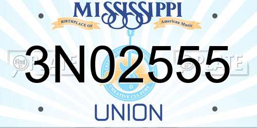 3N02555 Mississippi License Plate
