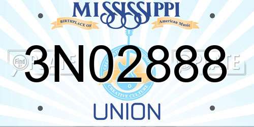 3N02888 Mississippi License Plate