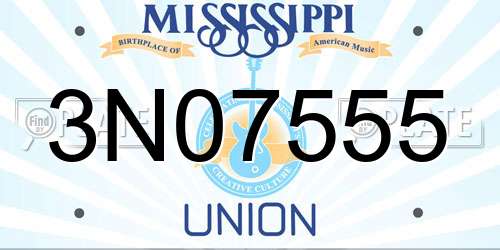3N07555 Mississippi License Plate