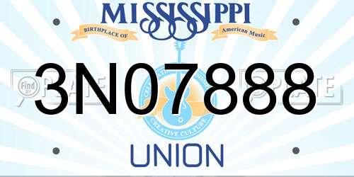 3N07888 Mississippi License Plate