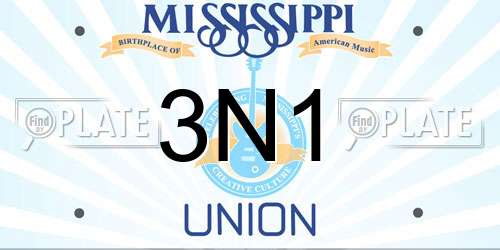 3N1 Mississippi License Plate