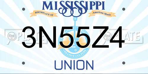 3N55Z4 Mississippi License Plate