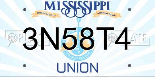 3N58T4 Mississippi License Plate