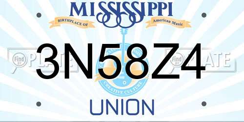 3N58Z4 Mississippi License Plate