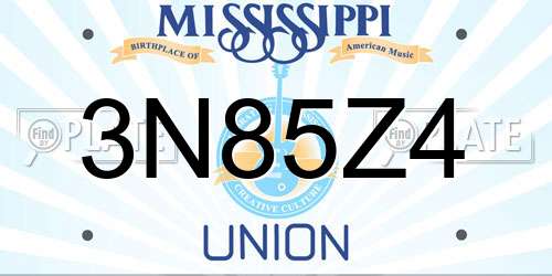 3N85Z4 Mississippi License Plate