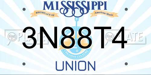 3N88T4 Mississippi License Plate