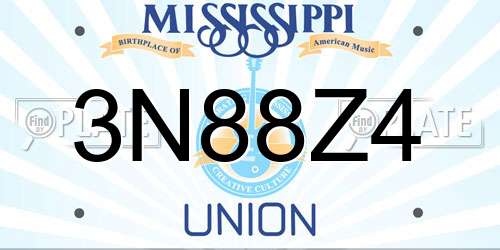 3N88Z4 Mississippi License Plate