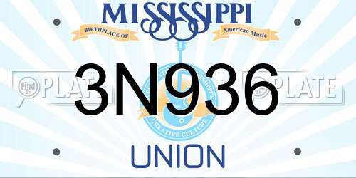 3N936 Mississippi License Plate