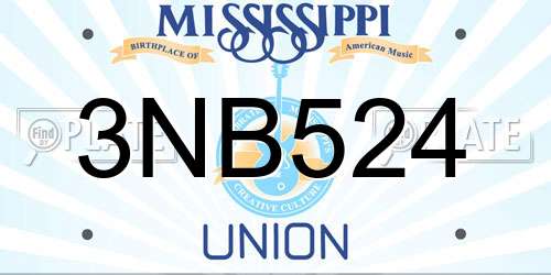 3NB524 Mississippi License Plate