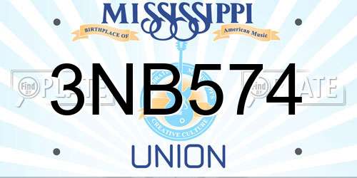 3NB574 Mississippi License Plate