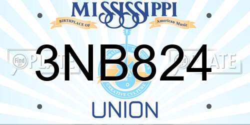 3NB824 Mississippi License Plate