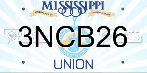 3NCB26 Mississippi License Plate