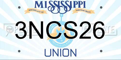 3NCS26 Mississippi License Plate