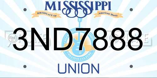 3ND7888 Mississippi License Plate
