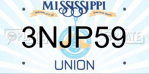 3NJP59 Mississippi License Plate
