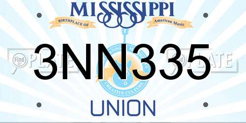 3NN335 Mississippi License Plate