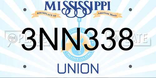 3NN338 Mississippi License Plate