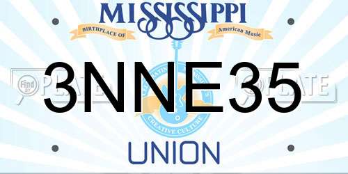 3NNE35 Mississippi License Plate