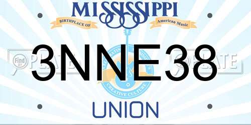 3NNE38 Mississippi License Plate