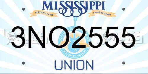 3NO2555 Mississippi License Plate