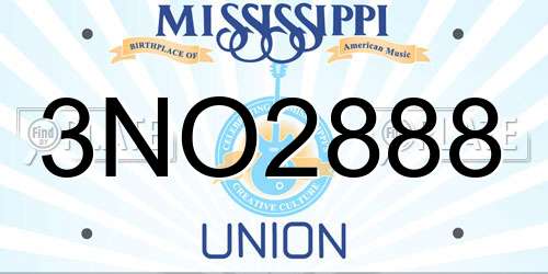 3NO2888 Mississippi License Plate