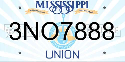 3NO7888 Mississippi License Plate