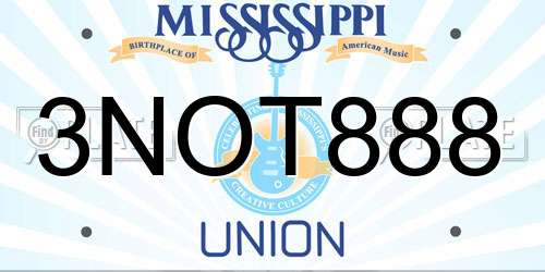 3NOT888 Mississippi License Plate