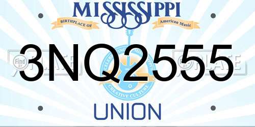 3NQ2555 Mississippi License Plate