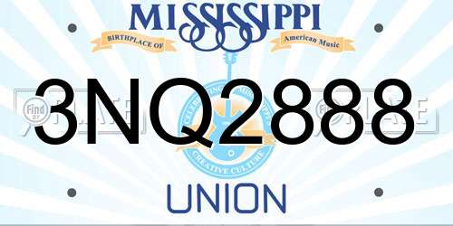 3NQ2888 Mississippi License Plate