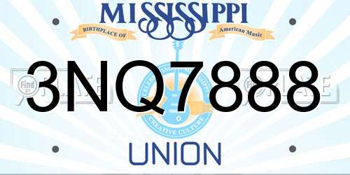3NQ7888 Mississippi License Plate