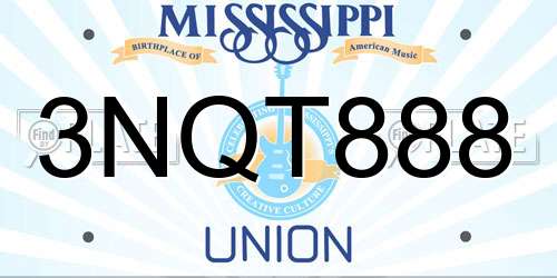 3NQT888 Mississippi License Plate