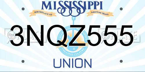 3NQZ555 Mississippi License Plate