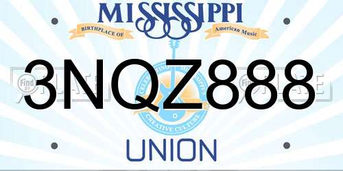 3NQZ888 Mississippi License Plate