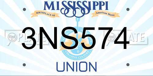 3NS574 Mississippi License Plate