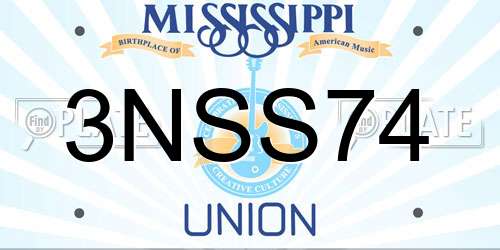 3NSS74 Mississippi License Plate