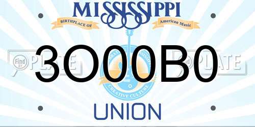 3O00B0 Mississippi License Plate