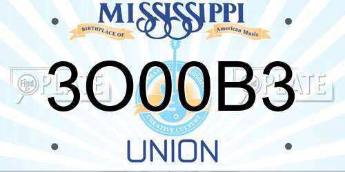 3O00B3 Mississippi License Plate