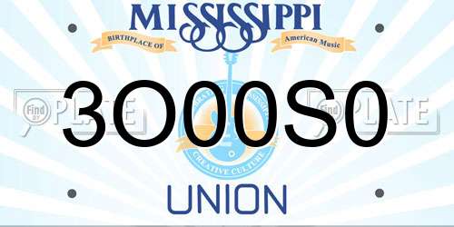 3O00S0 Mississippi License Plate
