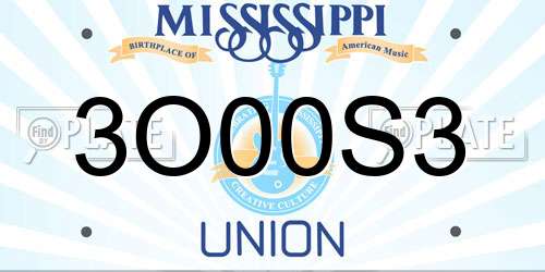 3O00S3 Mississippi License Plate