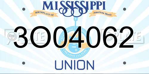 3O04062 Mississippi License Plate