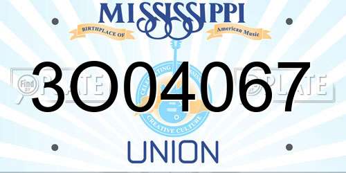 3O04067 Mississippi License Plate
