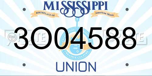 3O04588 Mississippi License Plate