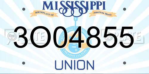 3O04855 Mississippi License Plate