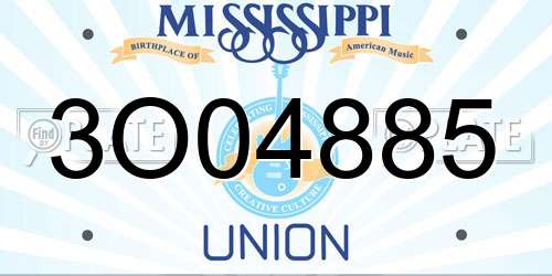 3O04885 Mississippi License Plate