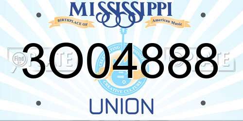 3O04888 Mississippi License Plate