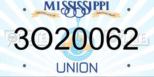 3O20062 Mississippi License Plate